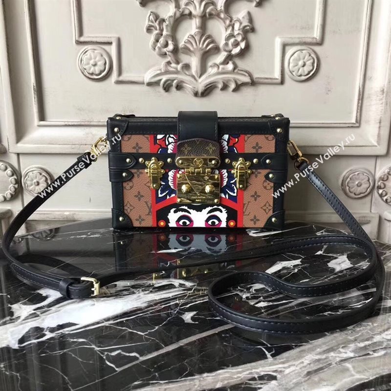 M43498 LV Louis Vuitton Petite Malle Box Bag Monogram Handbag Black Eye 6669