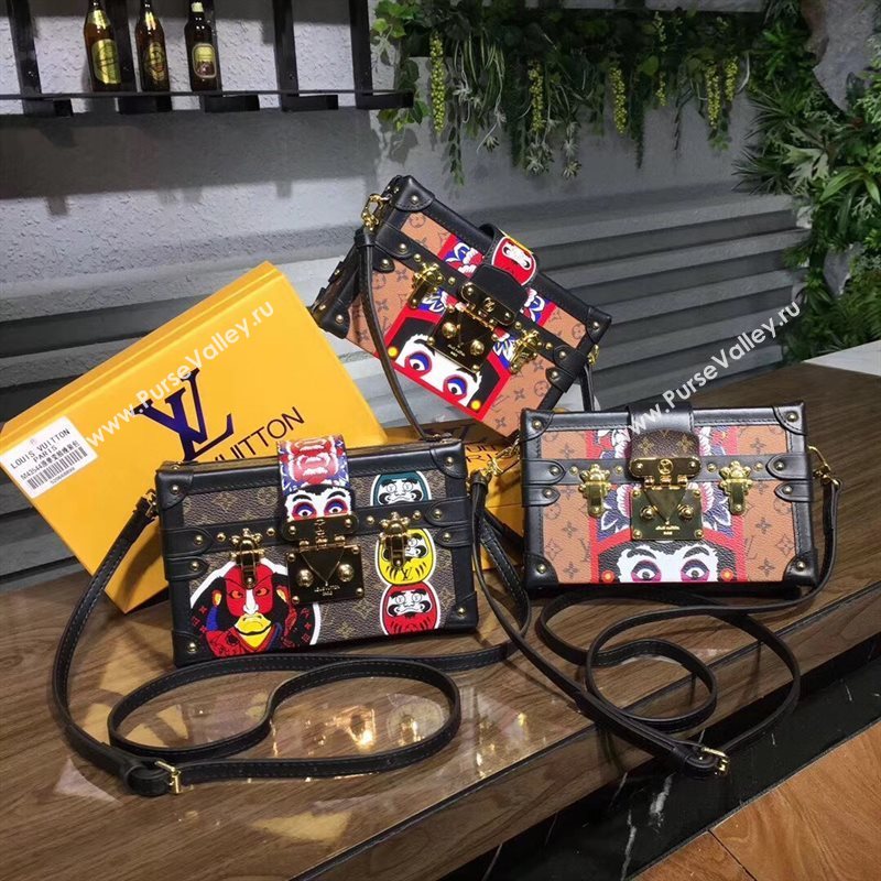 M43498 LV Louis Vuitton Petite Malle Box Bag Monogram Handbag Black Eye 6669