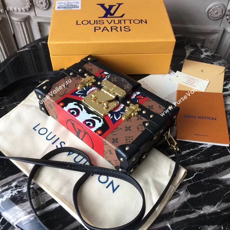 M43498 LV Louis Vuitton Petite Malle Box Bag Monogram Handbag Black Eye 6669