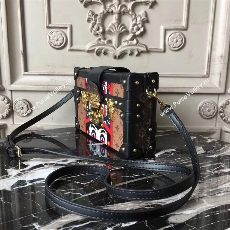 M43498 LV Louis Vuitton Petite Malle Box Bag Monogram Handbag Black Eye 6669