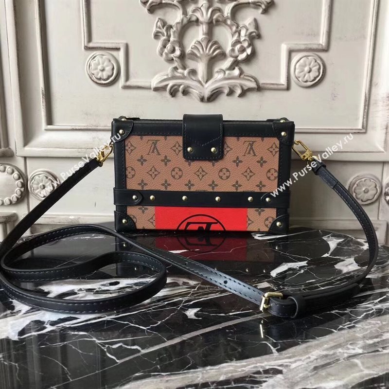 M43498 LV Louis Vuitton Petite Malle Box Bag Monogram Handbag Black Eye 6669