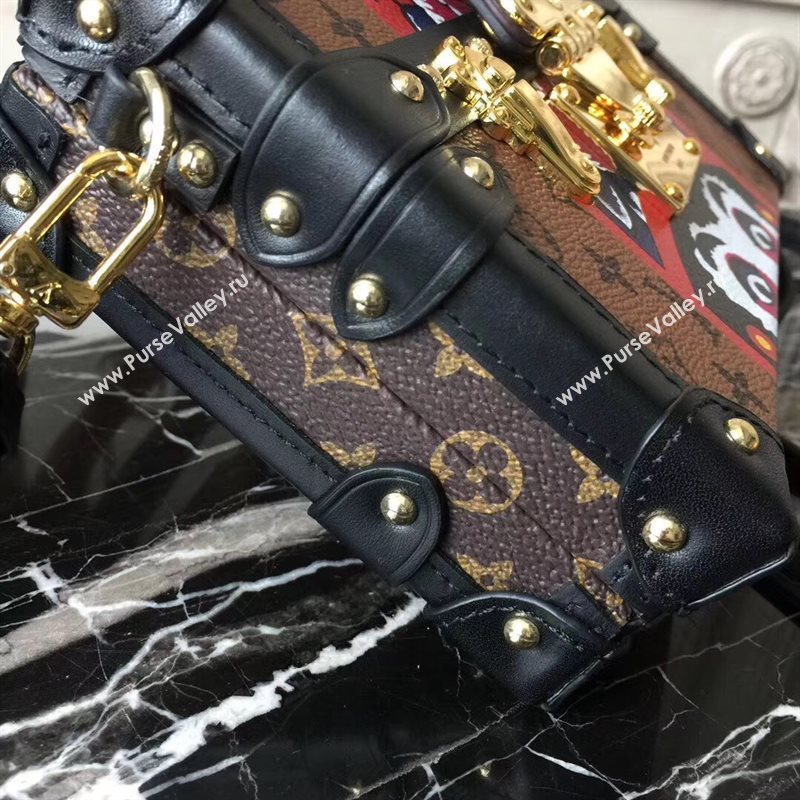 M43498 LV Louis Vuitton Petite Malle Box Bag Monogram Handbag Black Eye 6669