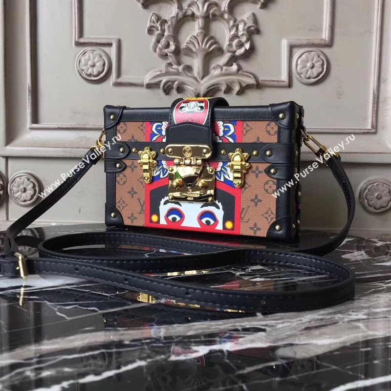 M43498 LV Louis Vuitton Petite Malle Box Bag Monogram Handbag Blue Eye 6670