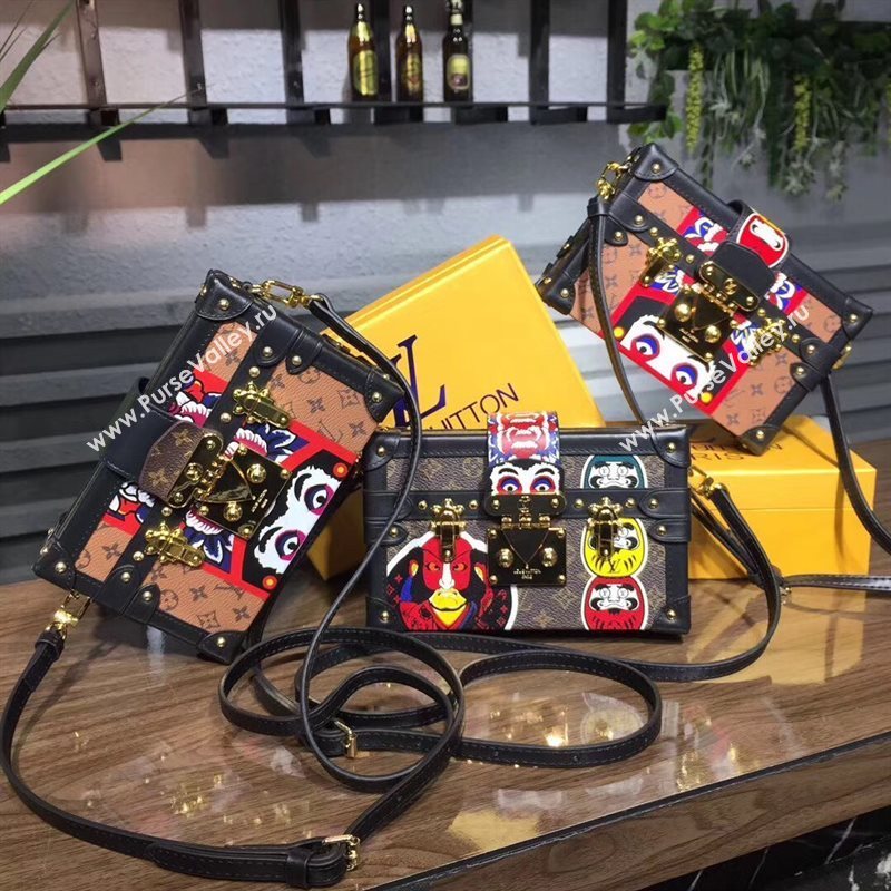 M43498 LV Louis Vuitton Petite Malle Box Bag Monogram Handbag Blue Eye 6670