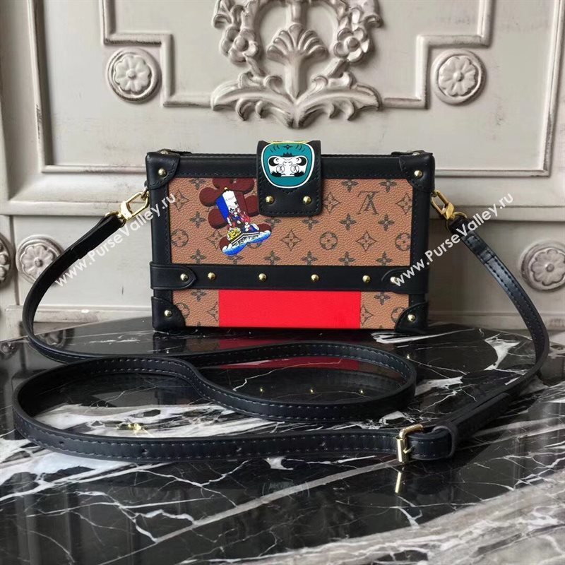 M43498 LV Louis Vuitton Petite Malle Box Bag Monogram Handbag Blue Eye 6670