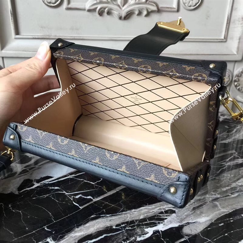 M43498 LV Louis Vuitton Petite Malle Box Bag Monogram Handbag Blue Eye 6670