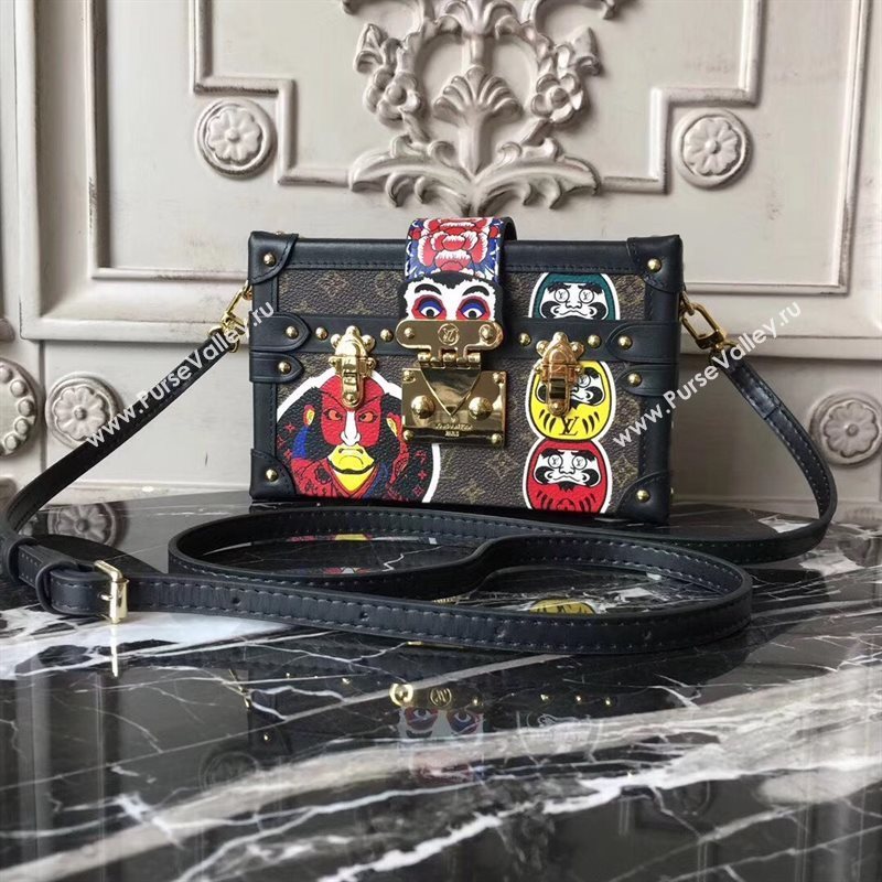 M43544 LV Louis Vuitton Petite Malle Box Bag Monogram Handbag Brown 6671