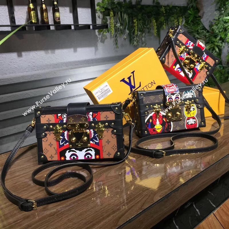 M43544 LV Louis Vuitton Petite Malle Box Bag Monogram Handbag Brown 6671