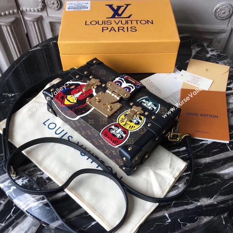 M43544 LV Louis Vuitton Petite Malle Box Bag Monogram Handbag Brown 6671