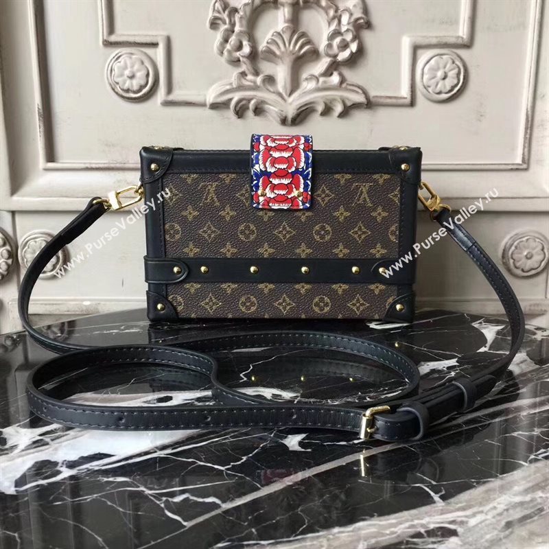 M43544 LV Louis Vuitton Petite Malle Box Bag Monogram Handbag Brown 6671