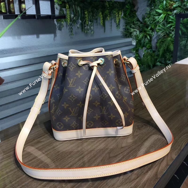 M40817 LV Louis Vuitton Monogram Noe BB Bag Leather Shoulder Handbag Brown 6673