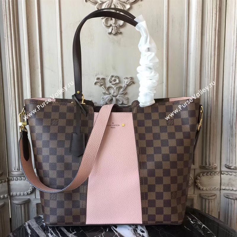 N44041 LV Louis Vuitton Monogram Jersey Bag Zipper Tote Leather Handbag Pink 6678