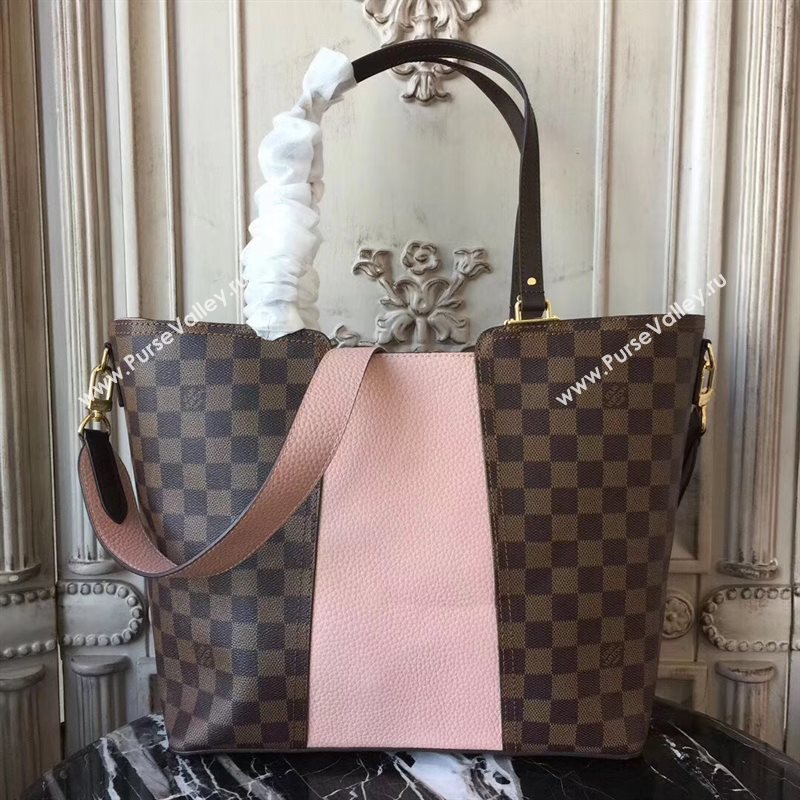 N44041 LV Louis Vuitton Monogram Jersey Bag Zipper Tote Leather Handbag Pink 6678