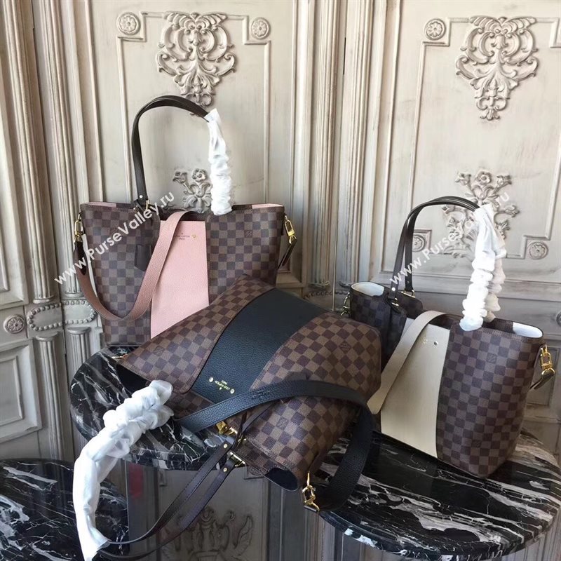 N44041 LV Louis Vuitton Monogram Jersey Bag Zipper Tote Leather Handbag Beige 6679