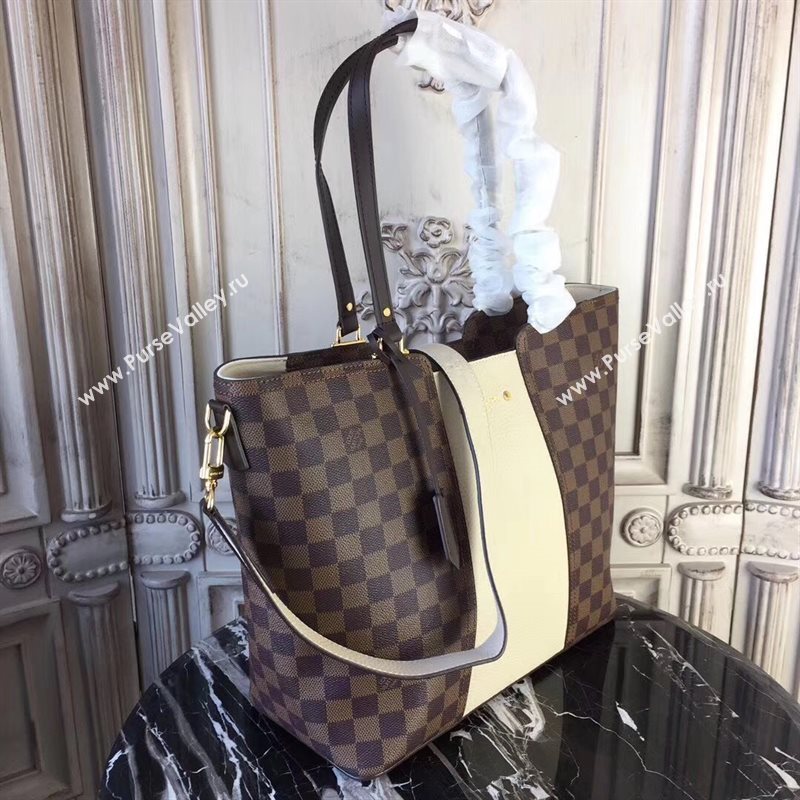 N44041 LV Louis Vuitton Monogram Jersey Bag Zipper Tote Leather Handbag Beige 6679