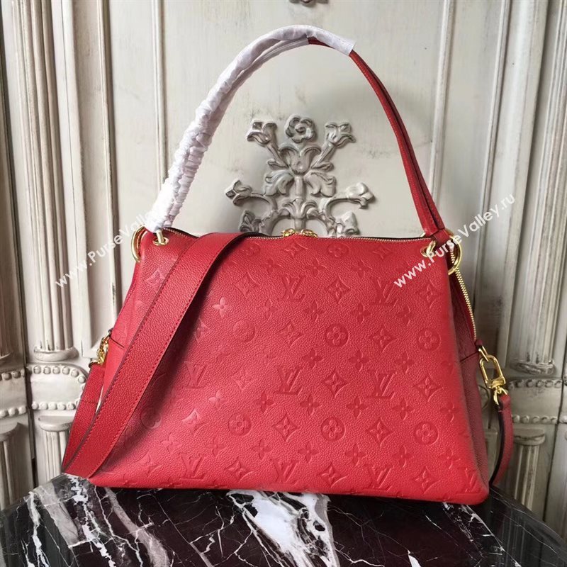 M43720 LV Louis Vuitton Monogram PONTHIEU PM Bag Zipper Real Leather Handbag Red 6681