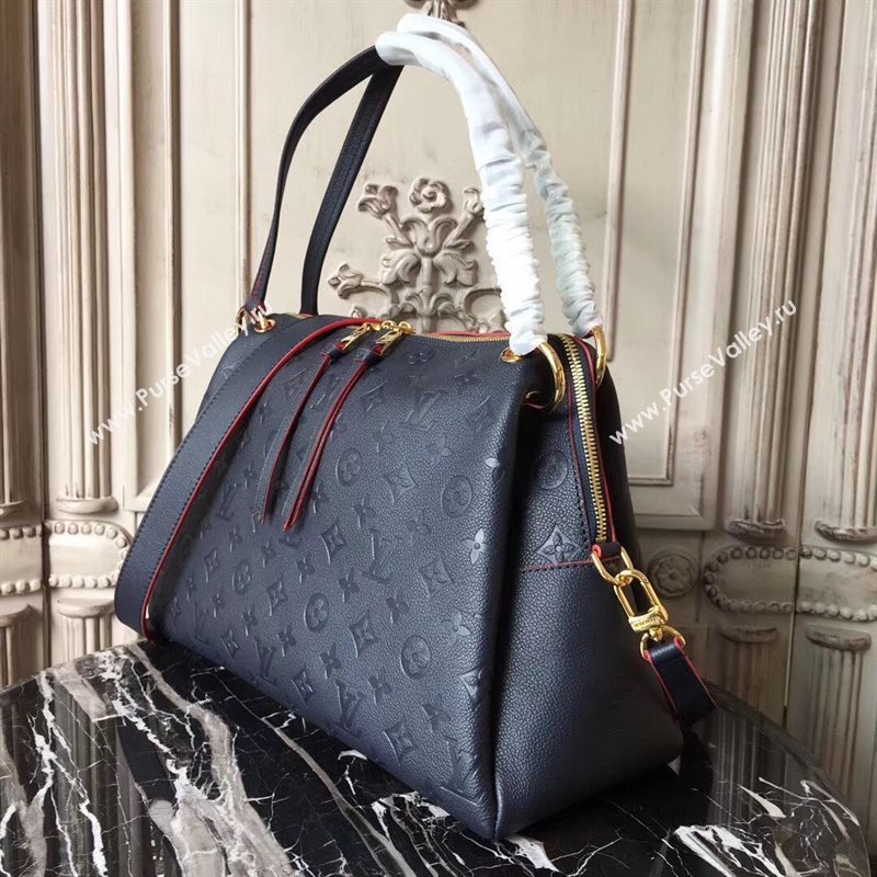 M43721 LV Louis Vuitton Monogram PONTHIEU PM Bag Zipper Real Leather Handbag Navy 6682