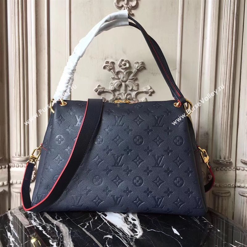 M43721 LV Louis Vuitton Monogram PONTHIEU PM Bag Zipper Real Leather Handbag Navy 6682