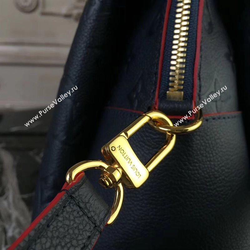 M43721 LV Louis Vuitton Monogram PONTHIEU PM Bag Zipper Real Leather Handbag Navy 6682