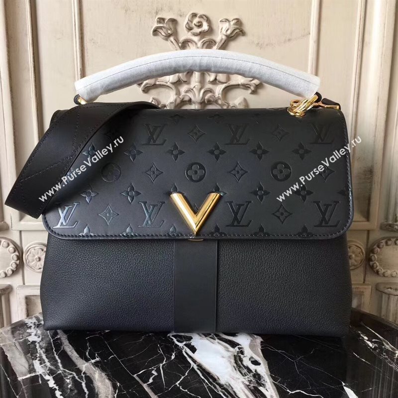 M51989 LV Louis Vuitton Very One Handle Bag Monogram Real Leather Handbag Black 6687