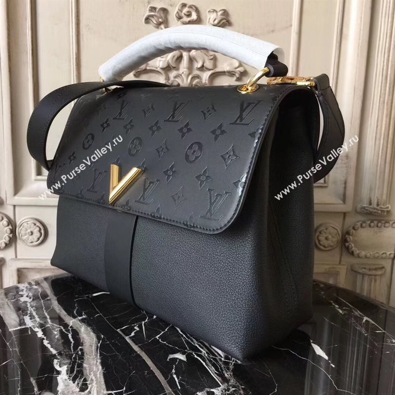 M51989 LV Louis Vuitton Very One Handle Bag Monogram Real Leather Handbag Black 6687