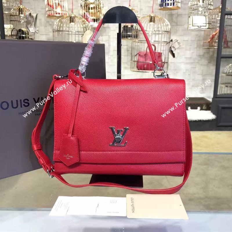 M50250 LV Louis Vuitton Lockme II Bag Veau Twist Real Leather Handbag Red 6688