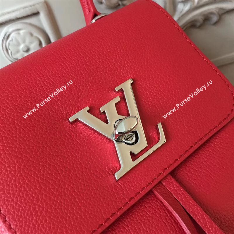 M54573 LV Louis Vuitton Lockme Mini Backpack Bag Real Leather Handbag Red 6692
