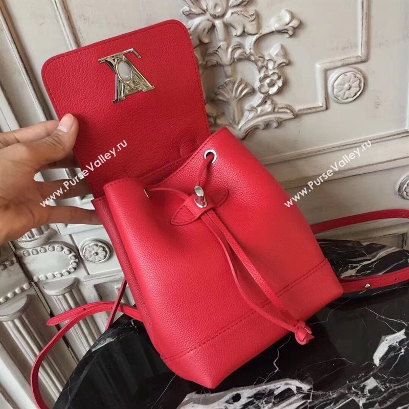 M54573 LV Louis Vuitton Lockme Mini Backpack Bag Real Leather Handbag Red 6692
