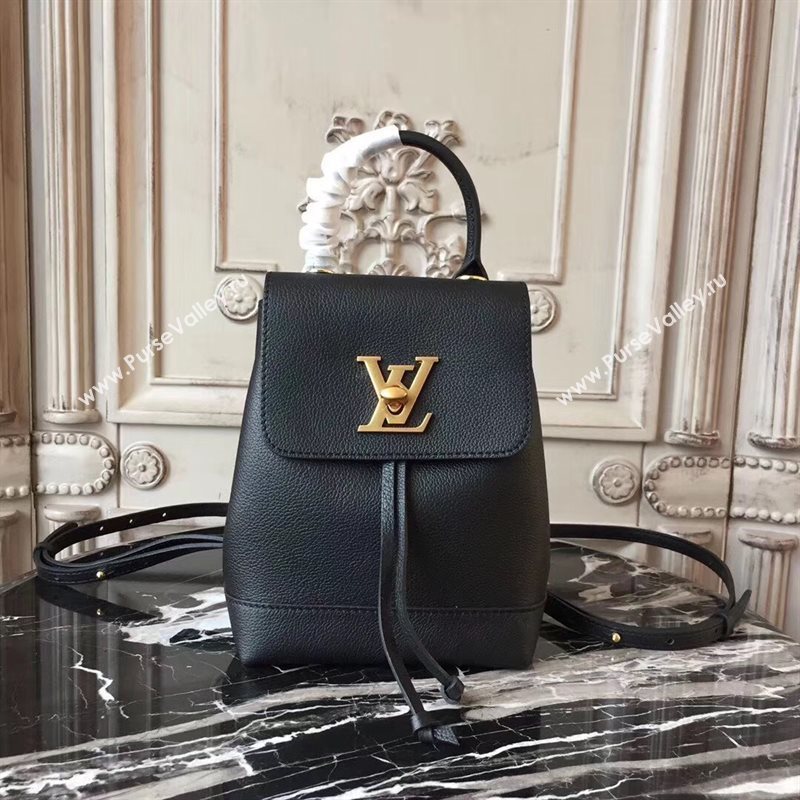 M54573 LV Louis Vuitton Lockme Mini Backpack Bag Real Leather Handbag Black 6693