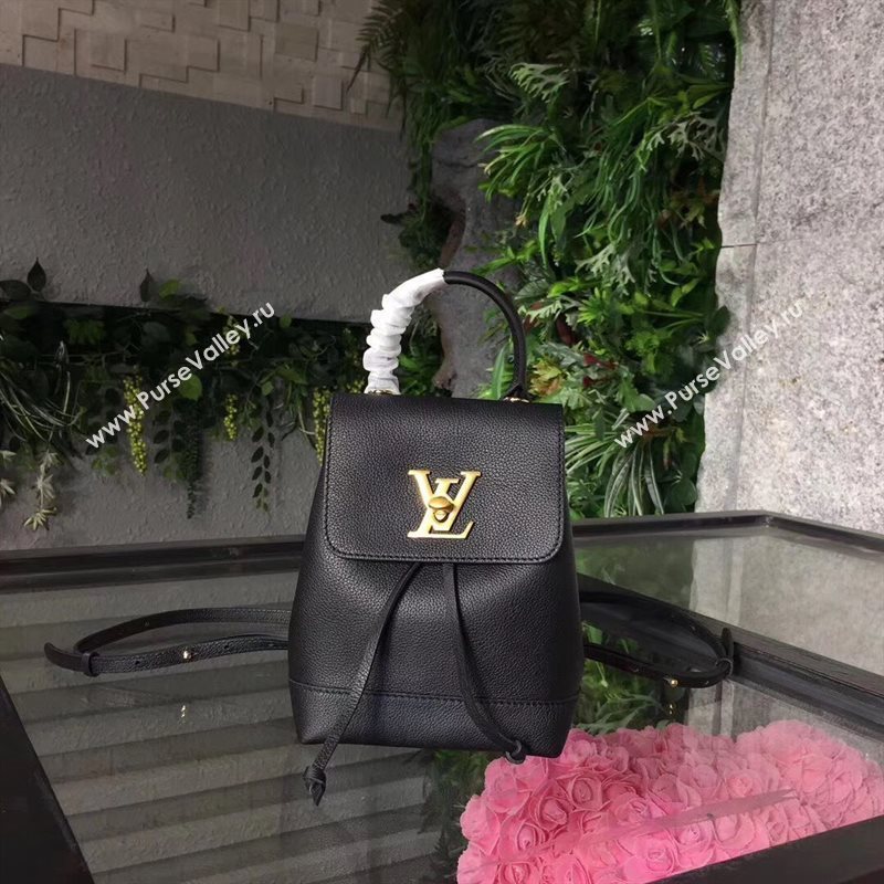 M54573 LV Louis Vuitton Lockme Mini Backpack Bag Real Leather Handbag Black 6693