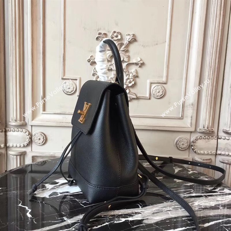 M54573 LV Louis Vuitton Lockme Mini Backpack Bag Real Leather Handbag Black 6693