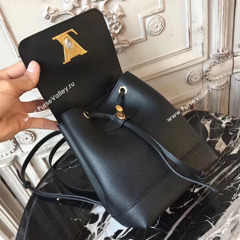 M54573 LV Louis Vuitton Lockme Mini Backpack Bag Real Leather Handbag Black 6693