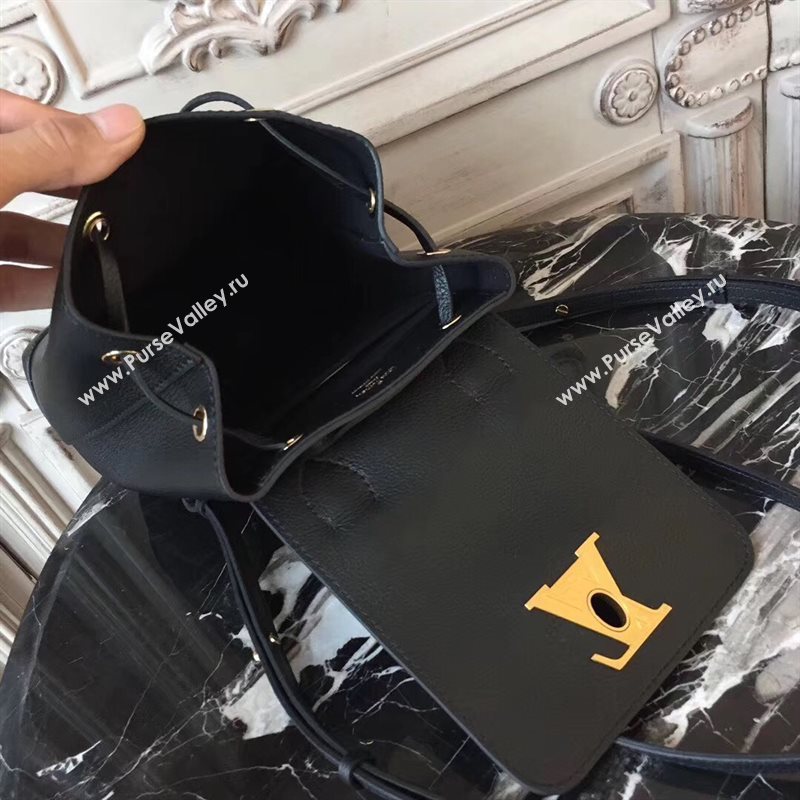 M54573 LV Louis Vuitton Lockme Mini Backpack Bag Real Leather Handbag Black 6693