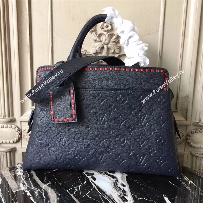 M43738 LV Louis Vuitton Monogram Vosges Bag Real Leather Handbag Navy 6695