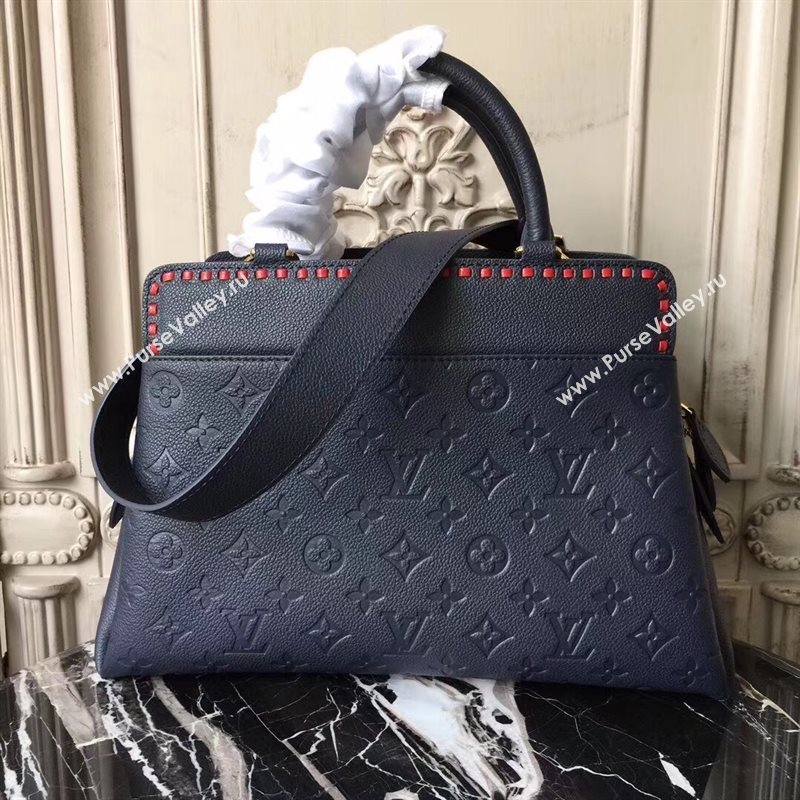 M43738 LV Louis Vuitton Monogram Vosges Bag Real Leather Handbag Navy 6695