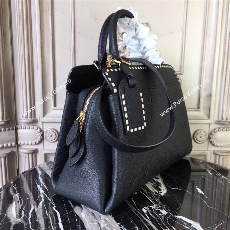 M41491 LV Louis Vuitton Monogram Vosges Medium Bag Real Leather Handbag Black 6699