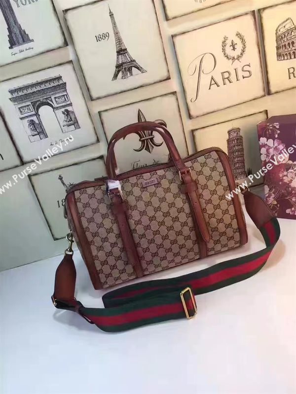 Gucci GG boston handbag gray with shoulder tan bag 6602