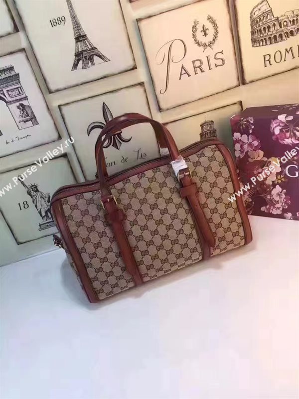 Gucci GG boston handbag gray with shoulder tan bag 6602