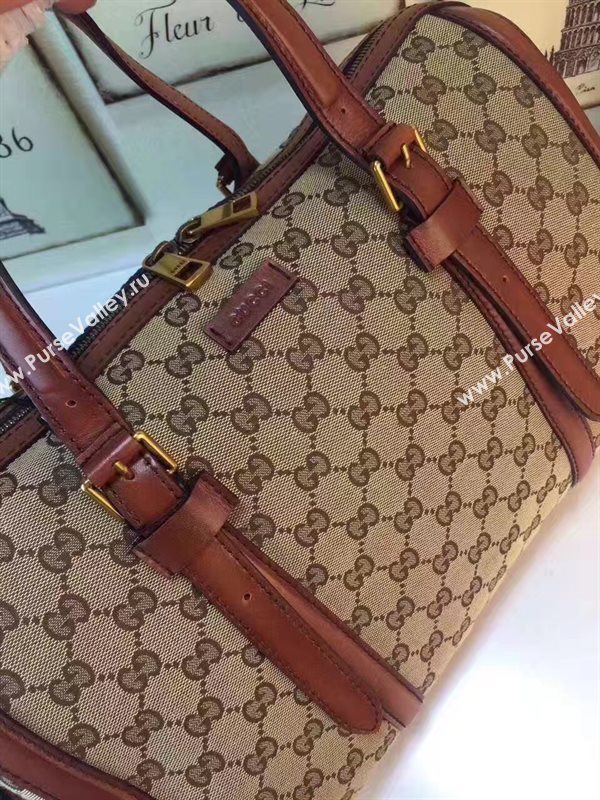 Gucci GG boston handbag gray with shoulder tan bag 6602