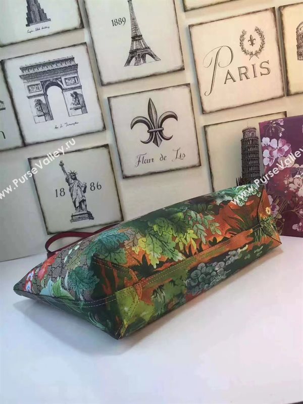 Gucci GG large tote wine with flower bird bag 6605