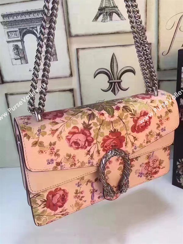 Gucci medium padlock 28cm shoulder flower pink bag 6607