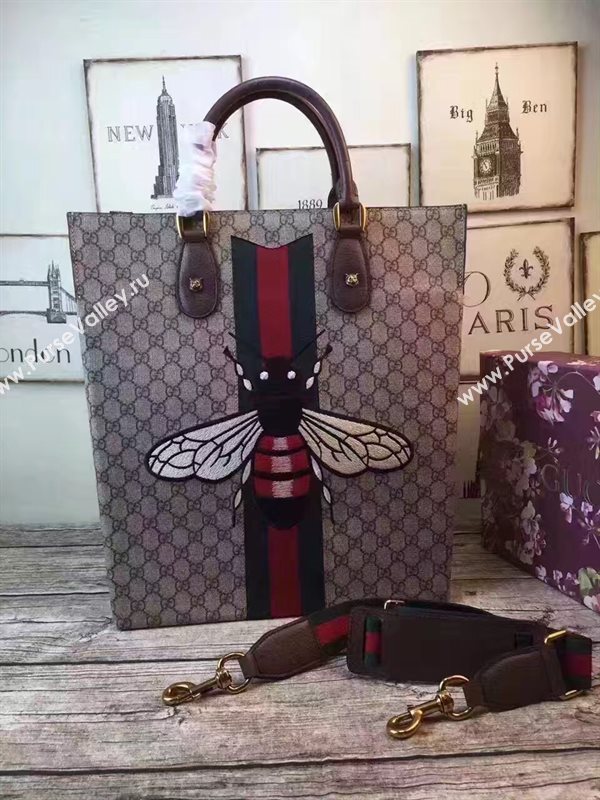 Gucci fashion show tote gray red with bag 6609