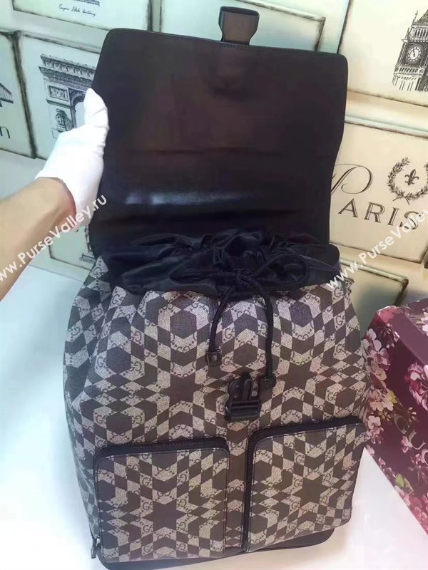 Gucci new backpack gray with flap black bag 6610