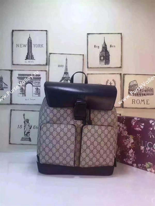Gucci new backpack gray with flap black bag 6610