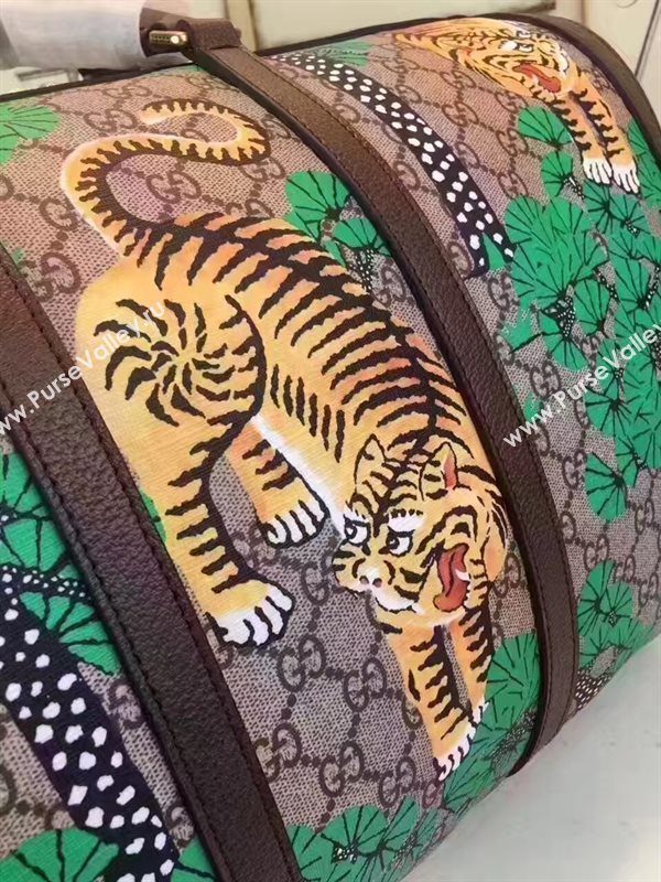 Gucci large boston luggage tri green gray bag 6611