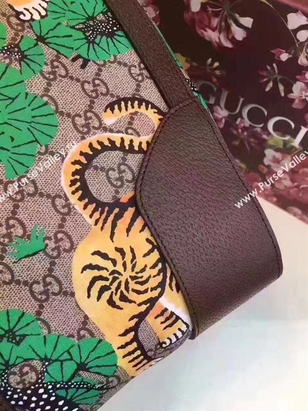 Gucci large boston luggage tri green gray bag 6611