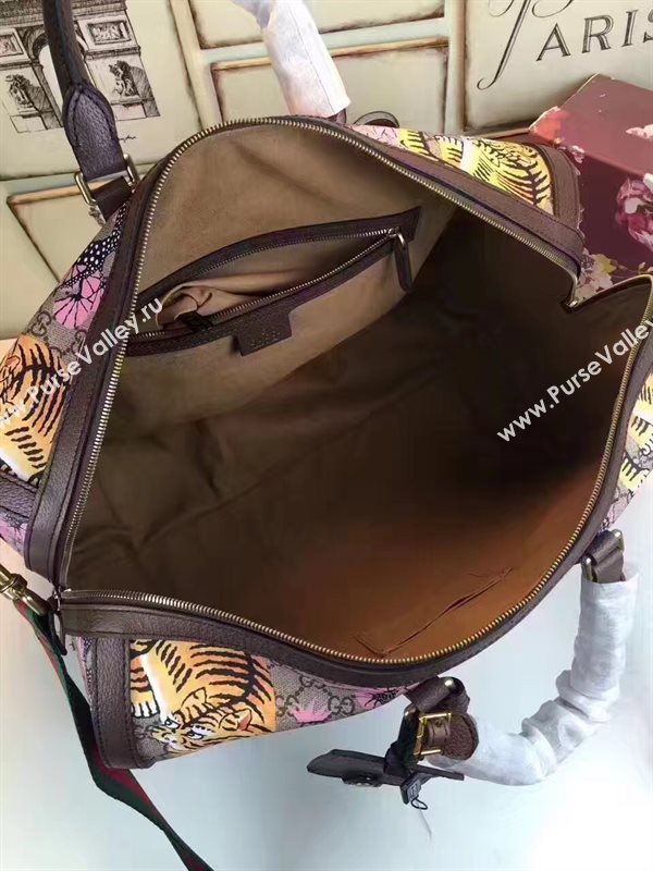 Gucci large boston luggage tri pink gray bag 6612