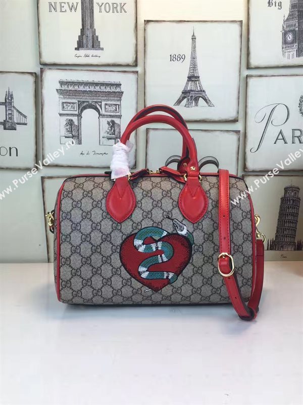 Gucci small boston red gray bag 6613