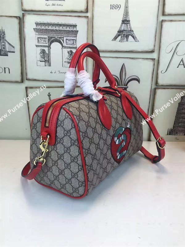 Gucci small boston red gray bag 6613