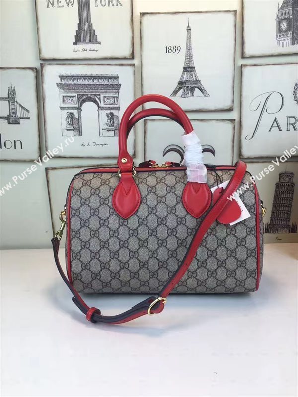 Gucci small boston red gray bag 6613